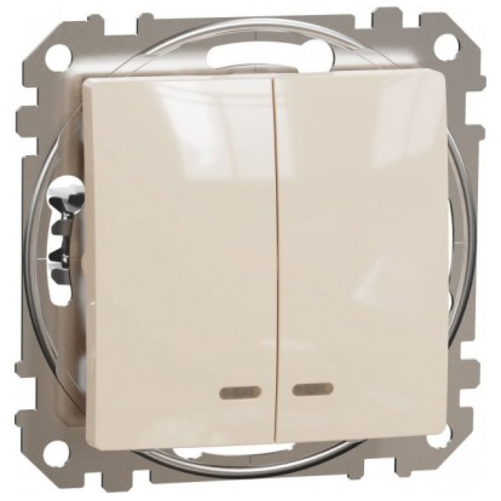 Двухклавишный переключатель с подсветкой Schneider Electric Sedna Design Бежевый SDD112105L